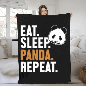 Discover Eat Sleep Panda Repeat Panda Bear Friend Giant Fleece Blankets