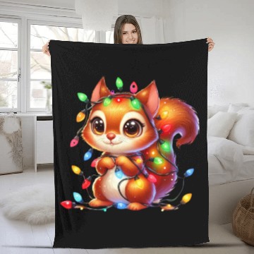 Discover FUNNY CHRISTMAS SQUIRREL Fleece Blankets