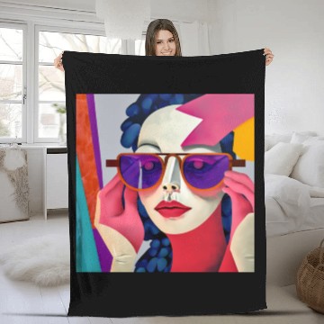 Discover Purple glasses Fleece Blankets