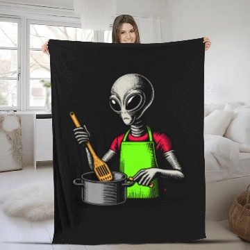 Discover Grey Alien Cook Fleece Blankets