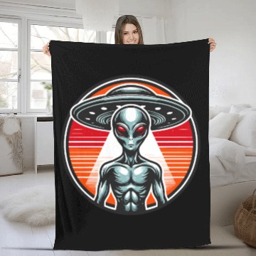 Discover Grey Alien on Mars Fleece Blankets