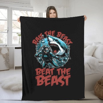 Discover Shark Hunting Bait The Beast Beat Fossil Hunter Fleece Blankets