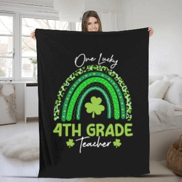 Discover One Lucky 4th Grade Teacher St Patrick's day Fleece Blankets