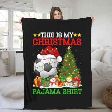 Discover Soccer Christmas Tree Lights Fleece Blankets