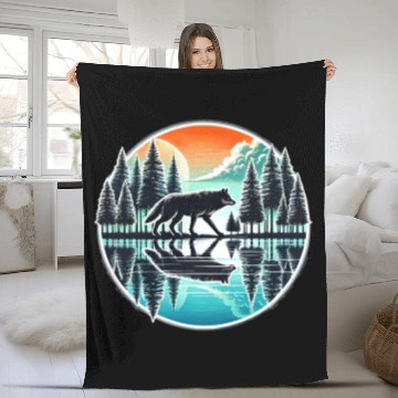 Discover wolf forest Reflection Scenic Wilderness lovers Fleece Blankets