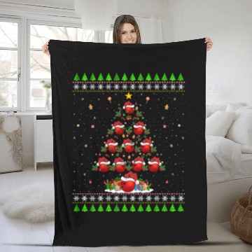 Discover Bowling Christmas Tree Fleece Blankets