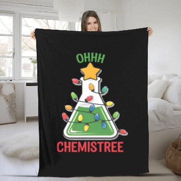 Discover Science Teacher Oh Chemistree Chemistry Christmas Fleece Blankets