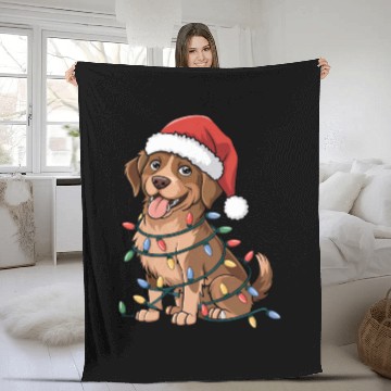Discover Chesapeake Bay Retriever Christmas Lights Xmas Dog Fleece Blankets