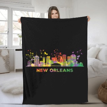 Discover New Orleanian Skyline New Orleans Fleece Blankets