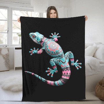 Discover Cute Chameleon for Lizard Pet Lover Fleece Blankets