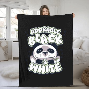 Discover Adorable Black And White Panda Bear Friend Lover Fleece Blankets