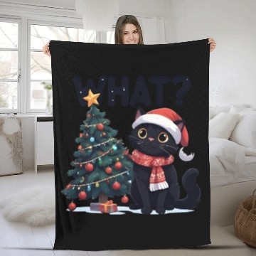 Discover FUNNY CHRISTMAS CAT Fleece Blankets