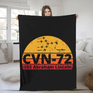 Discover US Aircraft Carrier CVN 72 USS Abraham Lincoln Fleece Blankets