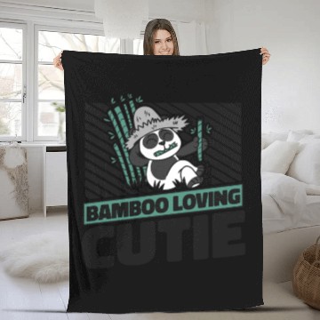 Discover Bamboo Loving Cutie Panda Bear Friend Giant Panda Fleece Blankets