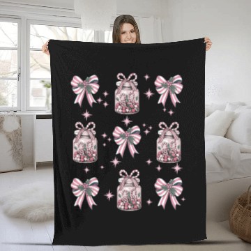 Discover Christmas Coquette Bow, Merry Christmas Fleece Blankets