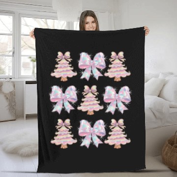Discover Christmas Coquette Bow, Merry Christmas Fleece Blankets