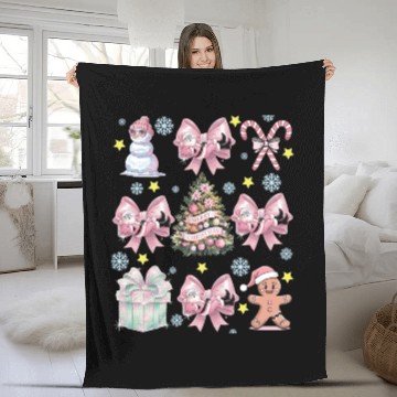 Discover Merry Christmas, Christmas Coquette Bow Fleece Blankets