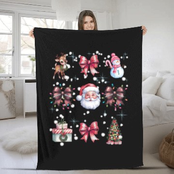 Discover Christmas Coquette Bow, Cute Christmas Santa Fleece Blankets