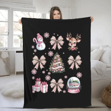 Discover Christmas Coquette Bow, Cute Christmas Snowman Fleece Blankets
