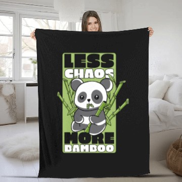 Discover Less Chaos More Bamboo Panda Bear Friend Lover Fleece Blankets