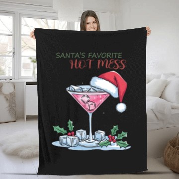 Discover Santa Favorite Hot Mess, Merry Christmas Fleece Blankets