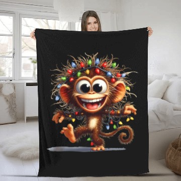 Discover Christmas Merry Christmas For Gift Monkey Fleece Blankets