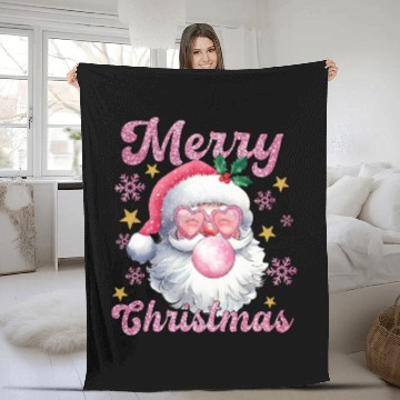 Discover Merry Christmas, Christmas Vingtage, Preppy Santa Fleece Blankets