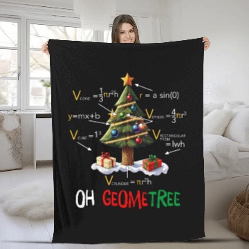 Discover Oh Geometree Christmas Tree Geometry Math Teacher Fleece Blankets
