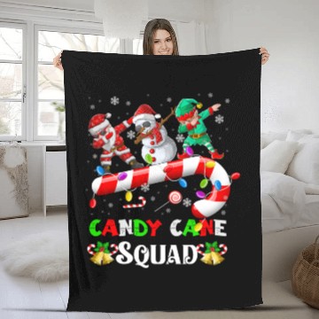 Discover Dabbing Santa Elf Snowman Candy Cane Christmas Fleece Blankets