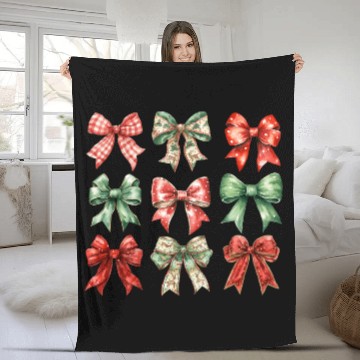 Discover Christmas Coquette Bow, Cute Christmas Fleece Blankets
