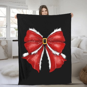 Discover Christmas Coquette Bow, Cute Christmas Fleece Blankets
