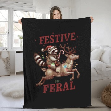 Discover Festive but Feral, Merry Christmas Fleece Blankets