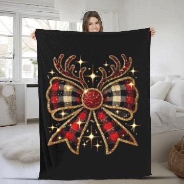 Discover Christmas Reindeer Bow, Merry Christmas Fleece Blankets