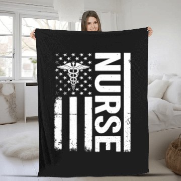 Discover Nursing Nurse - Nurse US Flag Fleece Blankets