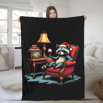 Discover Raccoon Sitting in a Chair, Sipping Wine unique Gi Fleece Blankets