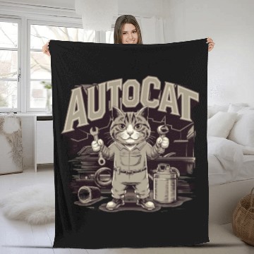 Discover Funny Mechanic Cat for Mechanic Fleece Blankets