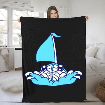 Discover Cute Funny Boat Waves Sails Face Smiles Cool Comic Fleece Blankets