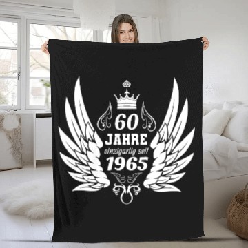 Discover 60 years unique since 1965 angel wings Fleece Blankets
