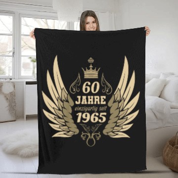 Discover 60 years unique since 1965 angel wings Fleece Blankets