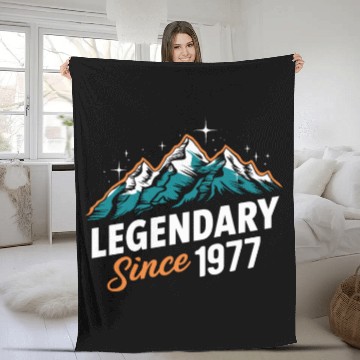 Discover Legendary Since 1977 Hiker Birthday Mountain Fleece Blankets