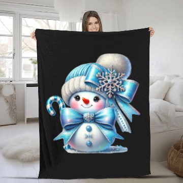 Discover Cute Snowman, Christmas Snowman, Merry Christmas Fleece Blankets