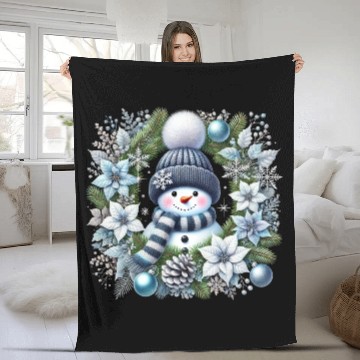 Discover Cute Snowman, Christmas Snowman, Merry Christmas Fleece Blankets