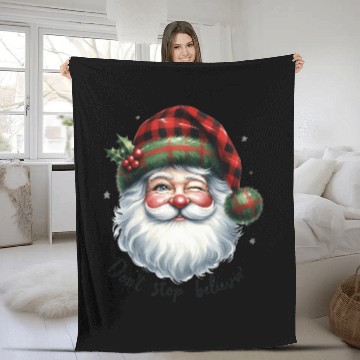 Discover Don t Stop Believin, Santa Christmas Fleece Blankets