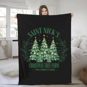 Discover SAINT NICKS CHRISTMAS TREE FARM Fleece Blankets