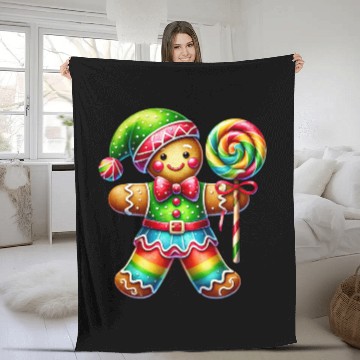 Discover Gingerbread Christmas, Merry Christmas, Candy Fleece Blankets