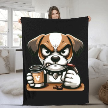 Discover Angry Dog and Coffee Fleece Blankets