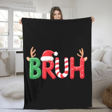 Discover Bruh Christmas Reindeer Candy Cane Funny Holiday Fleece Blankets