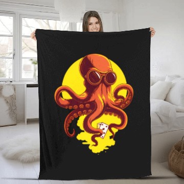 Discover Orange Smart Octopus Fleece Blankets