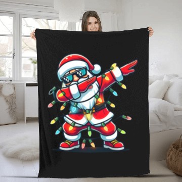 Discover Dabbing Santa Christmas Fleece Blankets