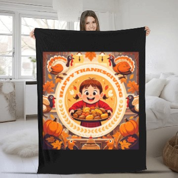 Discover child celebrate Happy Thanksgiving Roasted Potato Fleece Blankets